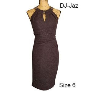 Women's Halter Elegant Dress Embellished Glittered Sheath Dress Black size 6 NEW